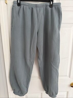 Women’s Gray/green Elastic-Waist Fleece Pants